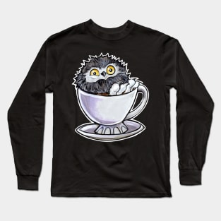 Snowy owl poof in a teacup Long Sleeve T-Shirt